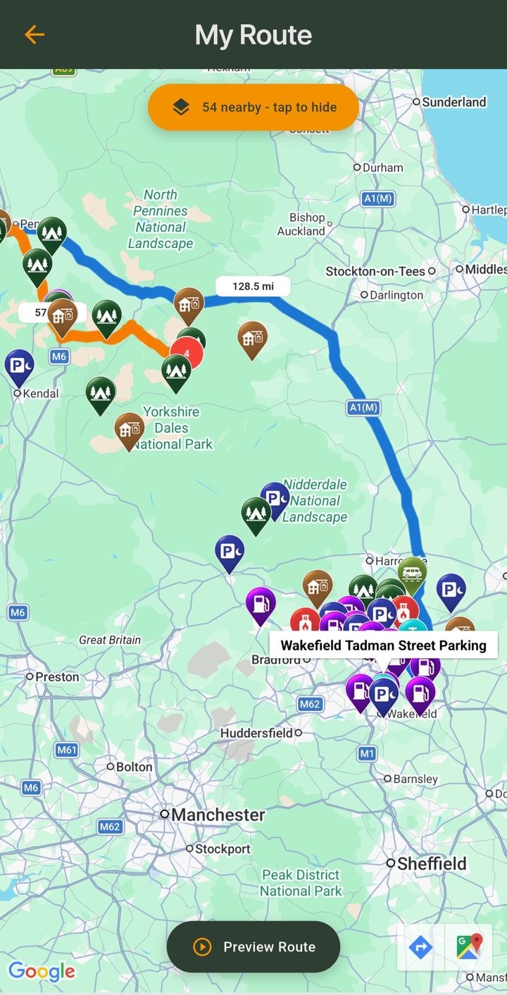 Route with nearby stopovers
